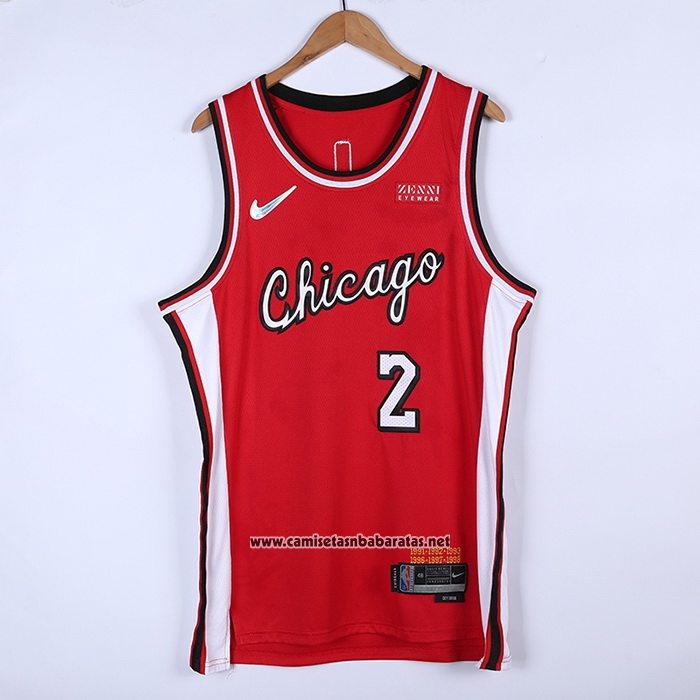 Camiseta Chicago Bulls Lonzo Ball #2 Ciudad 2021-22 Rojo